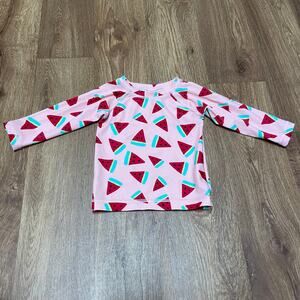 Hanna Andersson Girls Pink Red Watermelon Long Sleeve Rash Guard Size 18-24M